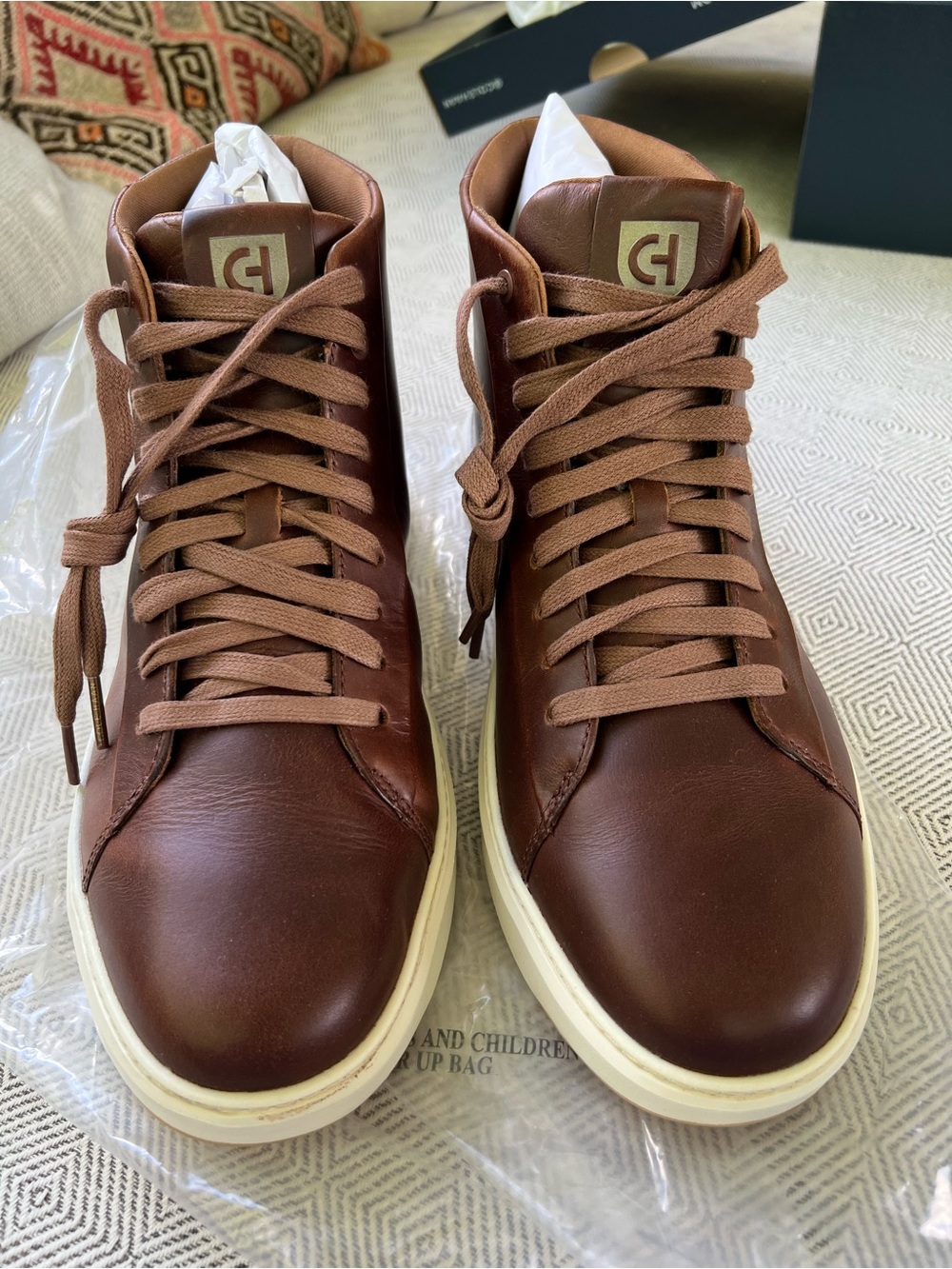 Cole Haan GrandPro Topspin Brown Leather Mid Sneakers w/ Ivory Sole Men’s 10W